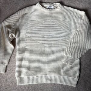 London Fog Towne Vintage 90’s Men's Cream Geometric Grandpa Crewneck Sweater